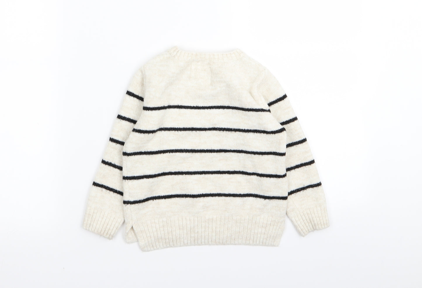 F&F Girls Beige Striped  Pullover Jumper Size 3-4 Years