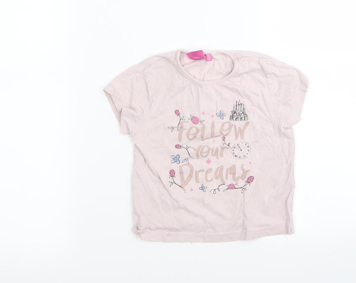 Disney Girls Purple Floral  Basic T-Shirt Size 2-3 Years