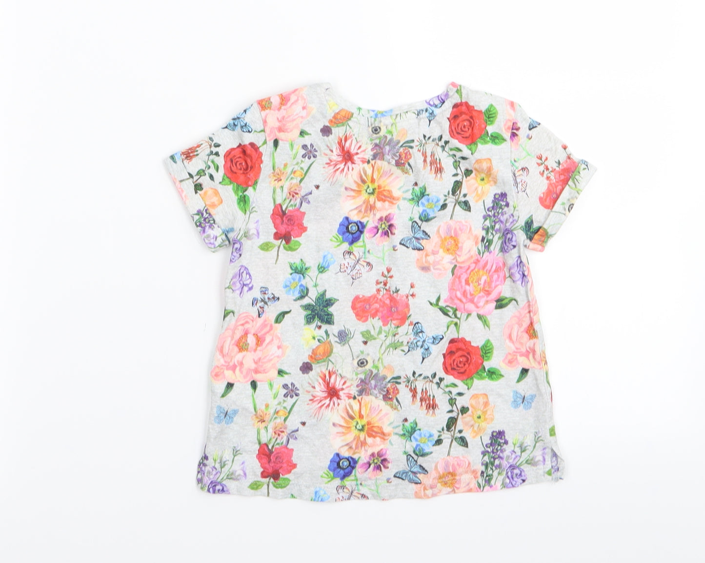 H&M Girls Grey Floral  Basic T-Shirt Size 12 Months