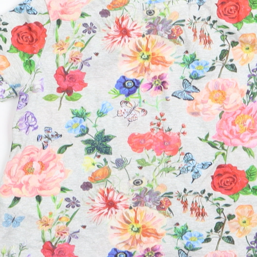 H&M Girls Grey Floral  Basic T-Shirt Size 12 Months