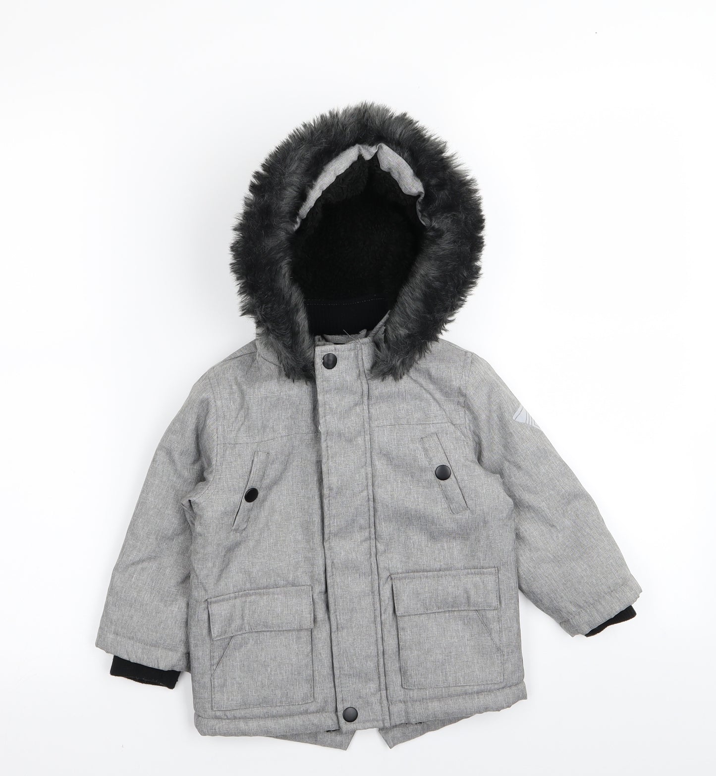 Primark Boys Grey   Parka Coat Size 12-18 Months