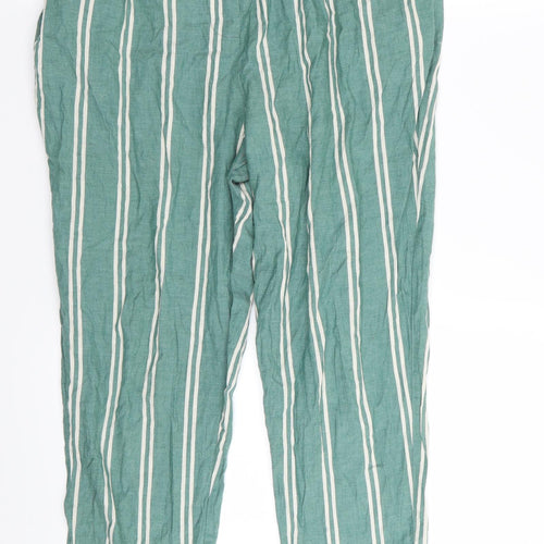 Primark Womens Green Striped  Trousers  Size 12 L27 in