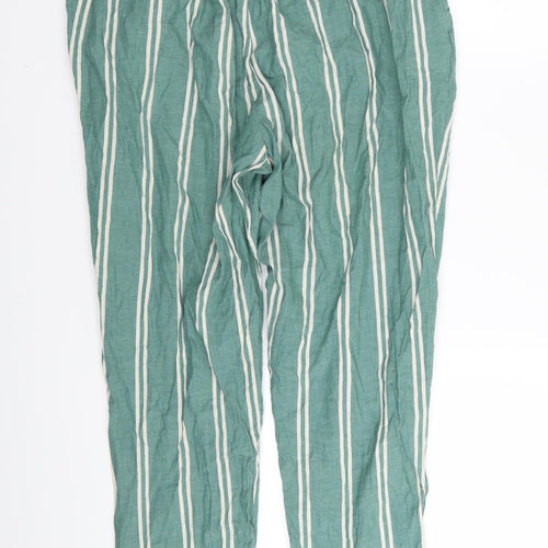 Primark Womens Green Striped  Trousers  Size 12 L27 in