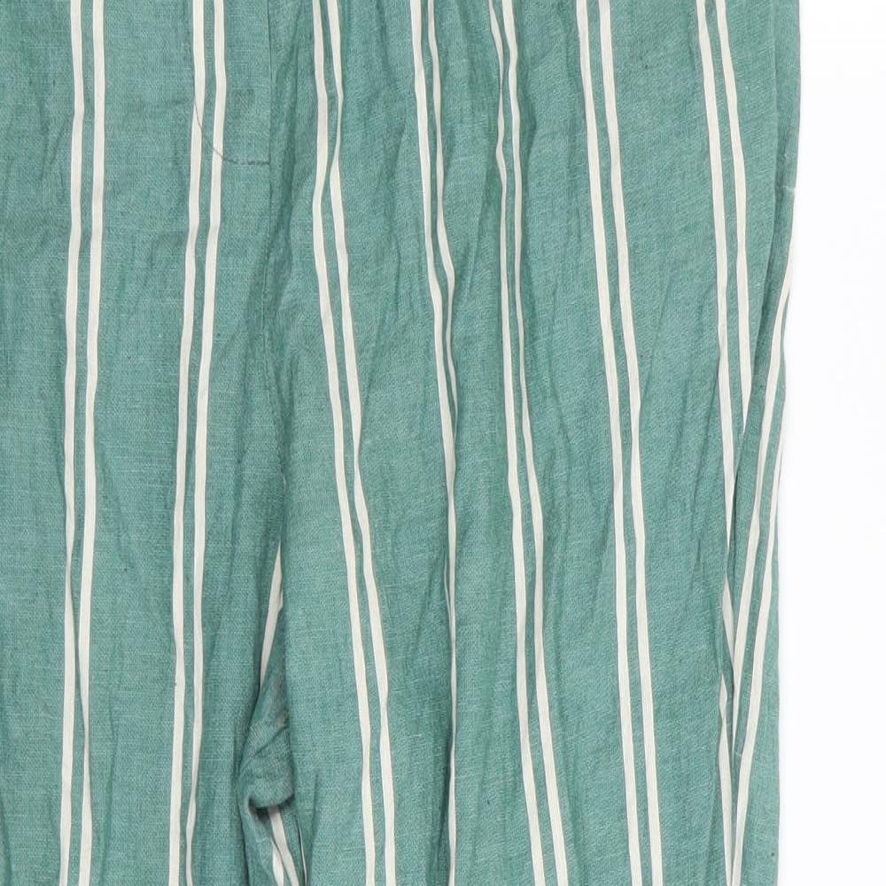 Primark Womens Green Striped  Trousers  Size 12 L27 in
