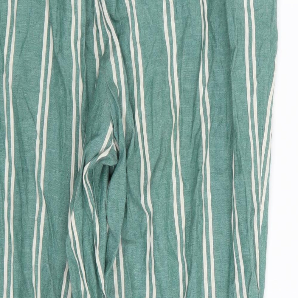 Primark Womens Green Striped  Trousers  Size 12 L27 in