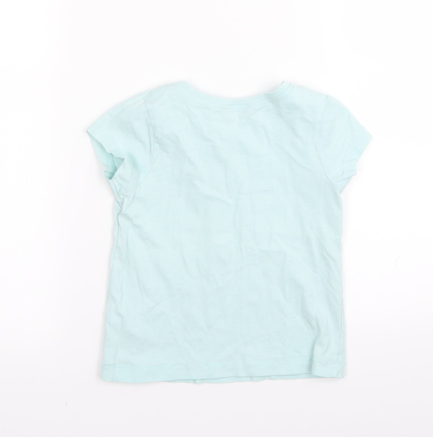 Asda George Girls Blue Floral  Basic T-Shirt Size 2-3 Years