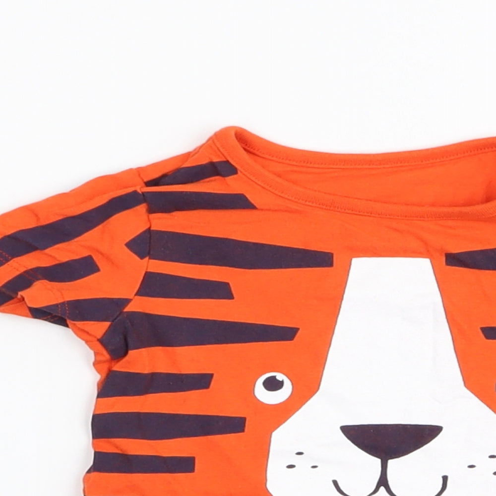 F&F Boys Orange Animal Print  Basic T-Shirt Size 6-9 Months