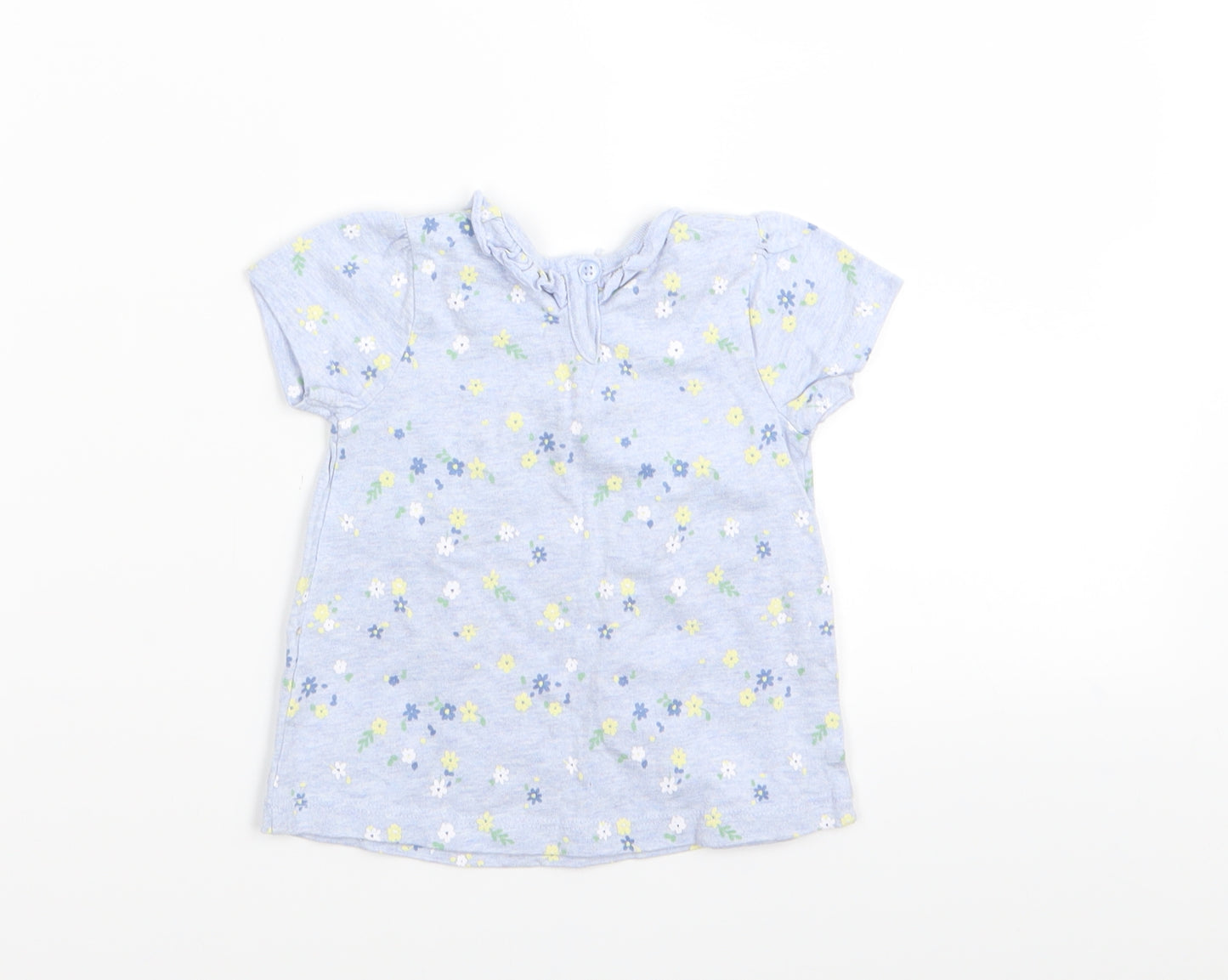 Asda George Girls Blue Floral  T-Shirt Dress  Size 3-6 Months