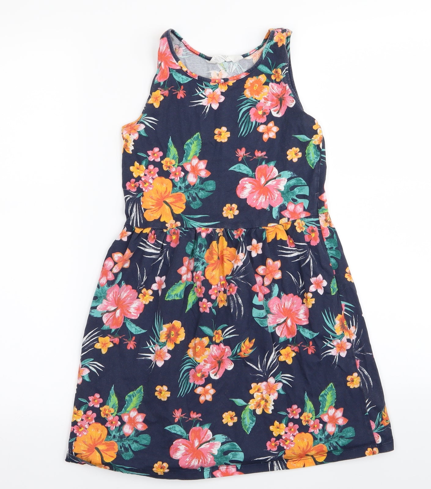 H&M Girls Blue Floral  Fit & Flare  Size 8-9 Years