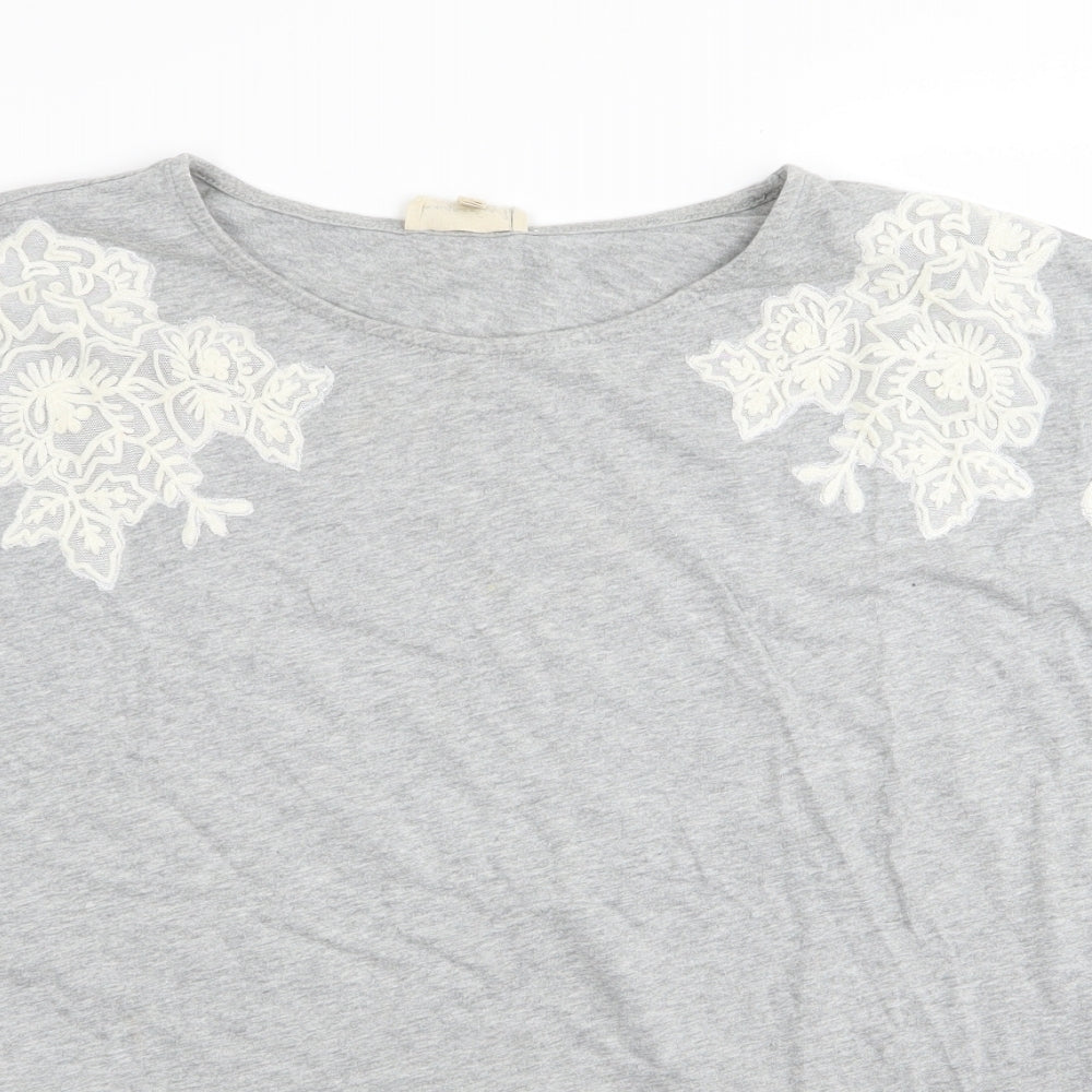 Phase Eight Womens Grey Floral  Basic T-Shirt Size 18