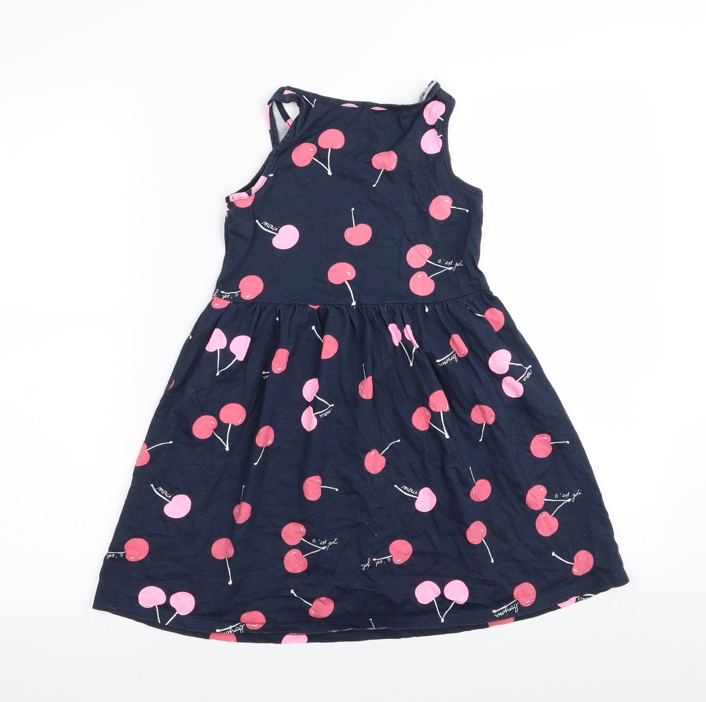 H&M Girls Blue   Fit & Flare  Size 7-8 Years  - cherries pattern