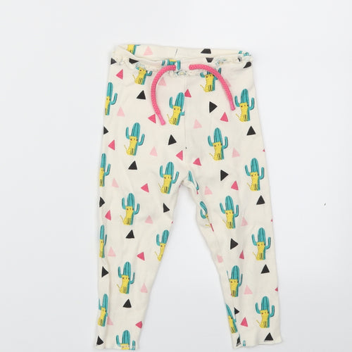 mini club  Girls Ivory Animal Print  Capri Trousers Size 12-18 Months