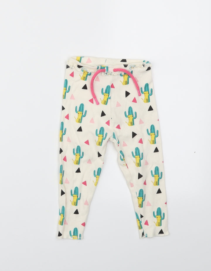 mini club  Girls Ivory Animal Print  Capri Trousers Size 12-18 Months