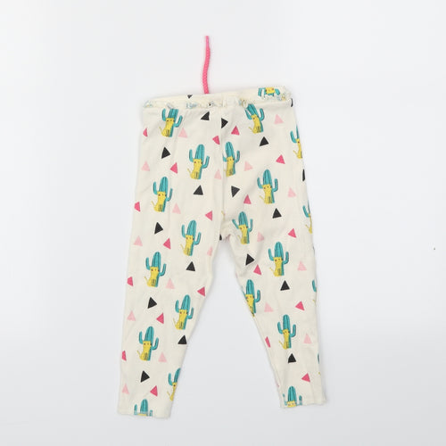 mini club  Girls Ivory Animal Print  Capri Trousers Size 12-18 Months