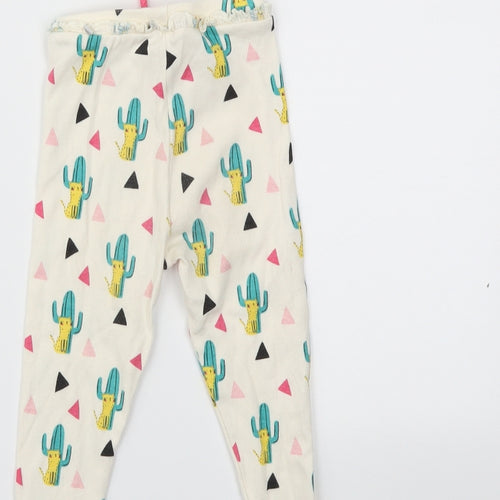 mini club  Girls Ivory Animal Print  Capri Trousers Size 12-18 Months
