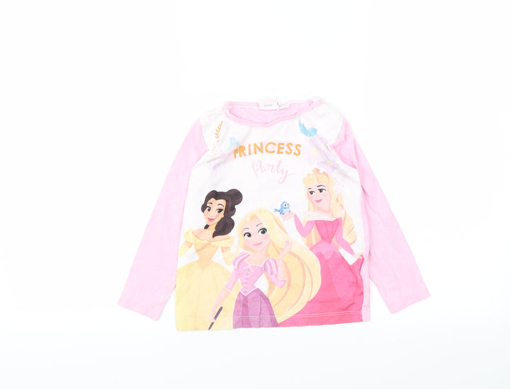 Disney Girls Pink Animal Print  Basic T-Shirt Size 2-3 Years