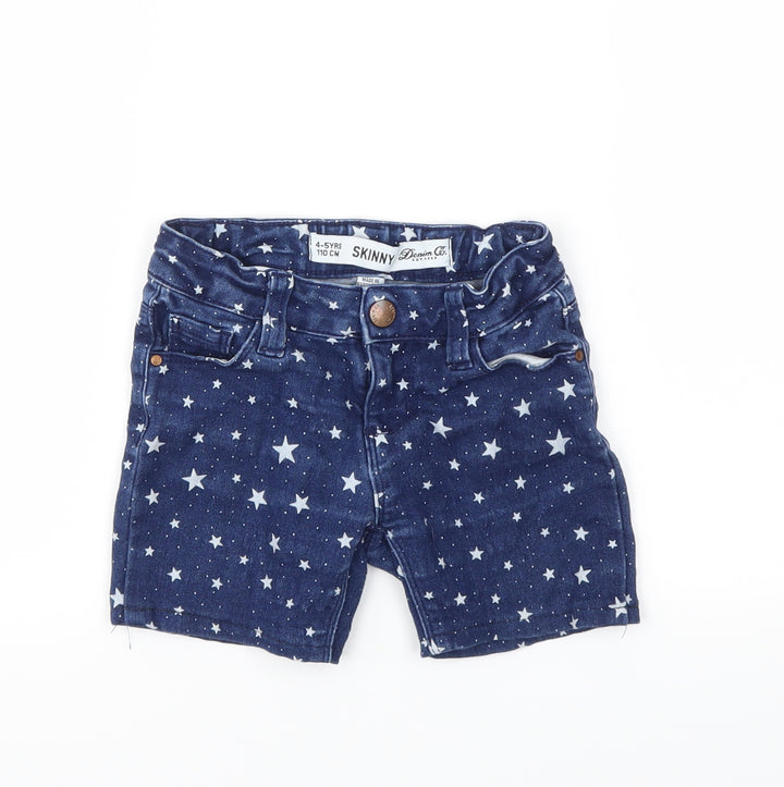 DENIM &CO Boys Blue Argyle/Diamond Capri Trousers Size 4-5 Years