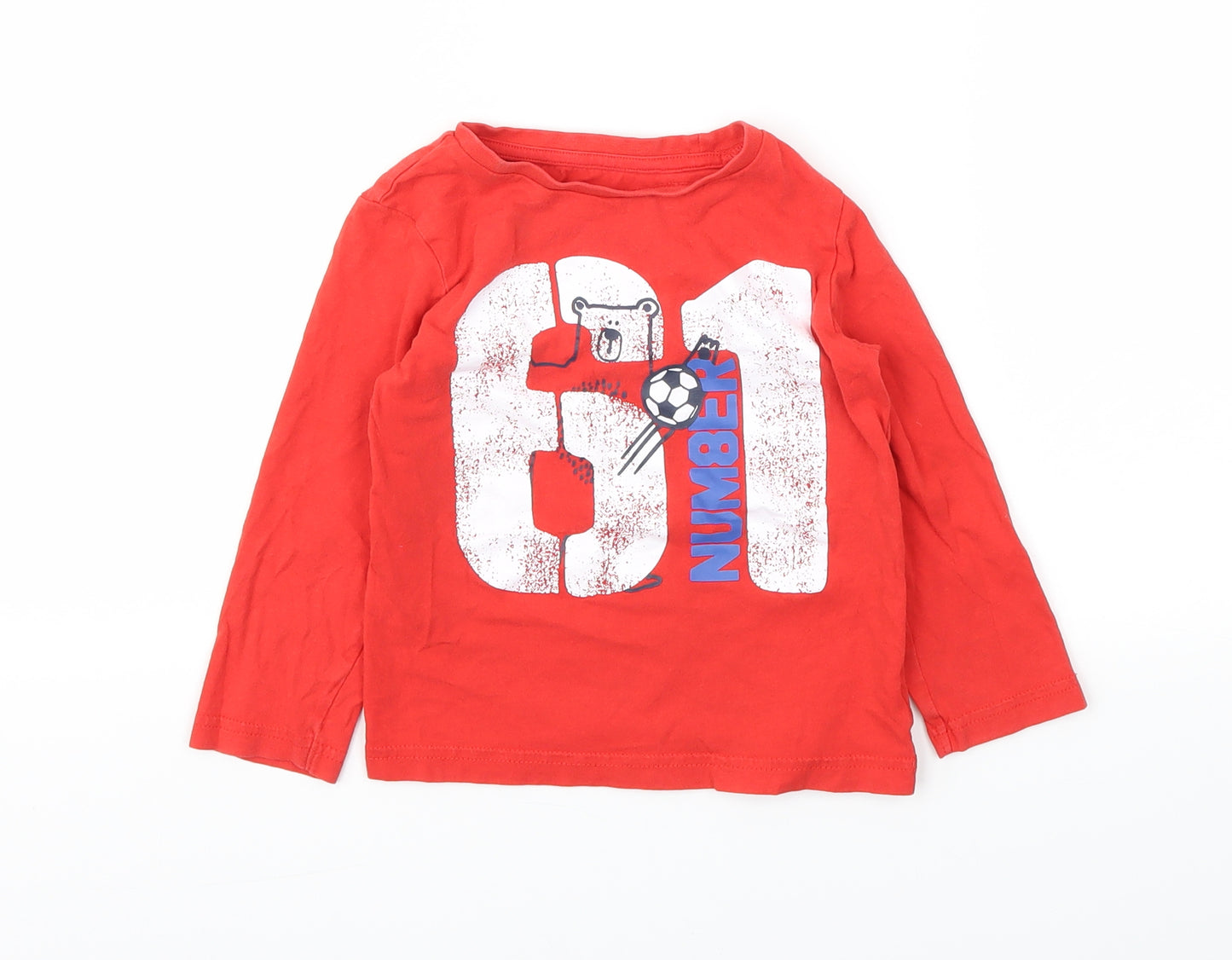 M Boys Red   Basic T-Shirt Size 2-3 Years