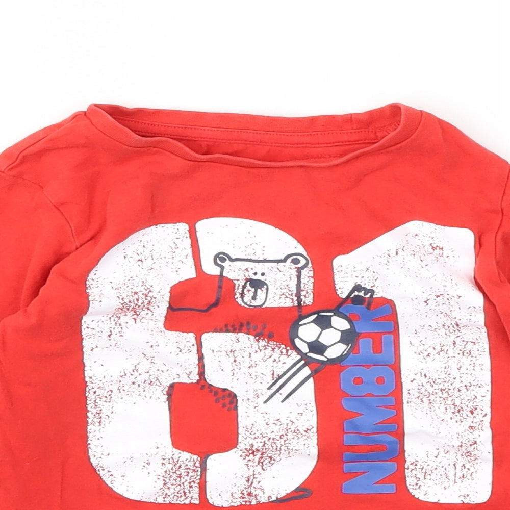 M Boys Red   Basic T-Shirt Size 2-3 Years