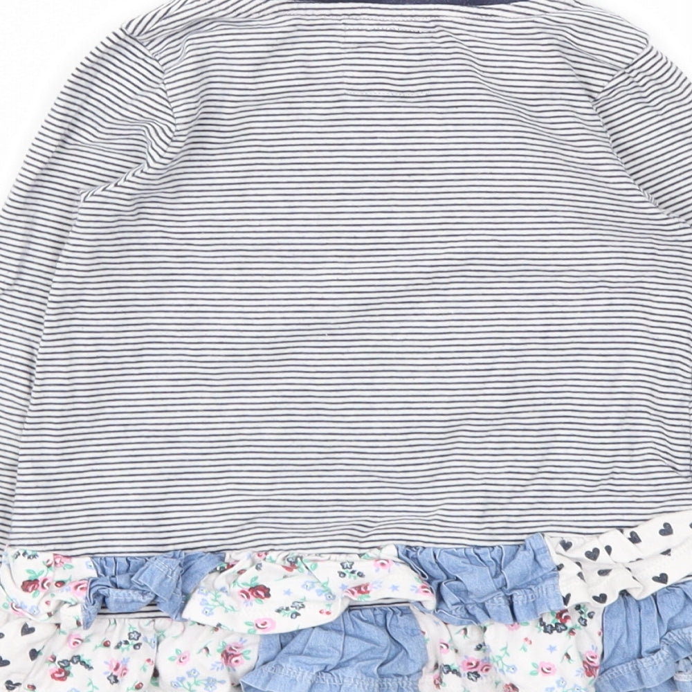 TU Girls Blue Striped  Basic T-Shirt Size 4-5 Years
