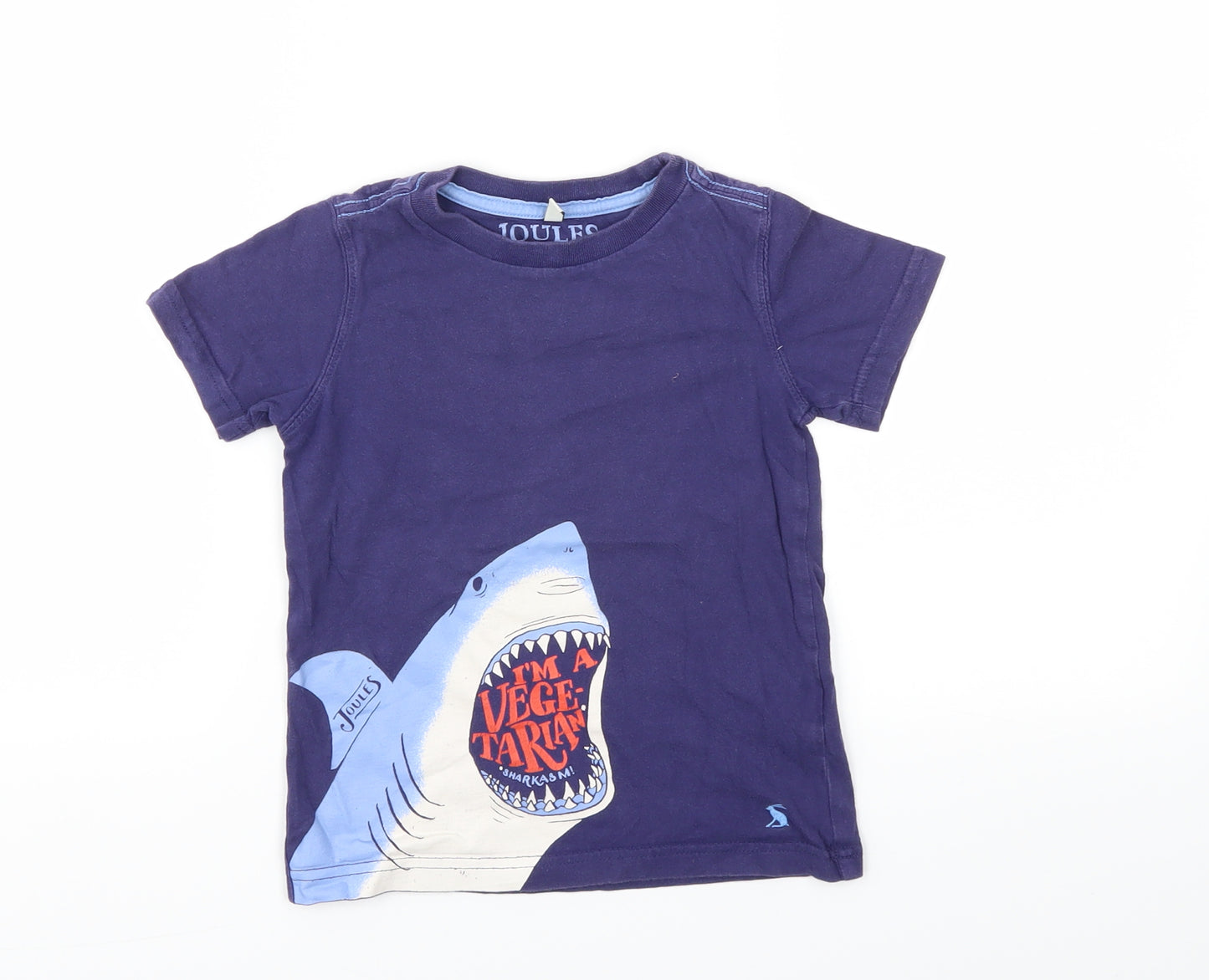 Joules Boys Blue Animal Print  Basic T-Shirt Size 3-4 Years