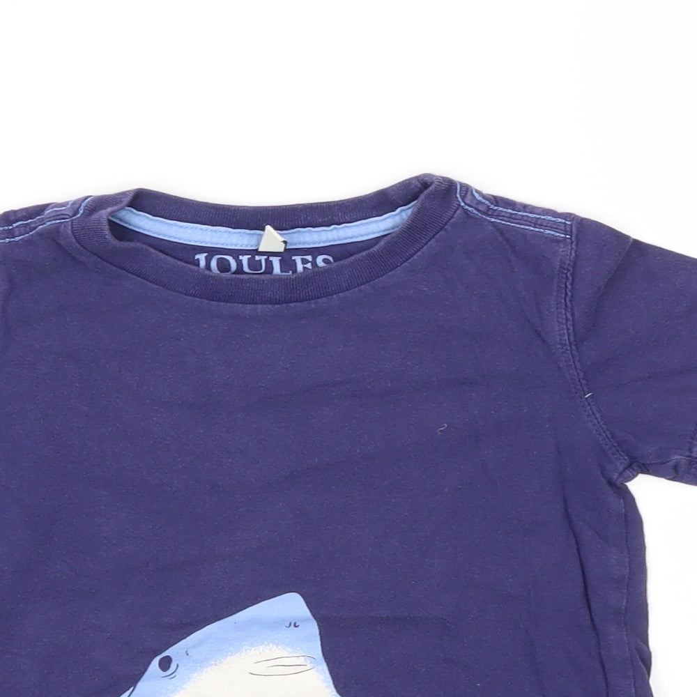 Joules Boys Blue Animal Print  Basic T-Shirt Size 3-4 Years