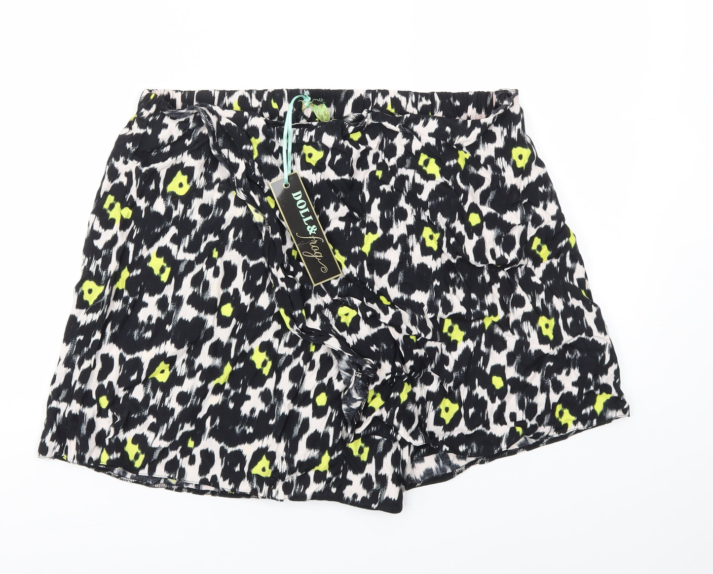 Dorothy Perkins Womens Black Animal Print  Cut-Off Shorts Size 18 - Stretch waistband