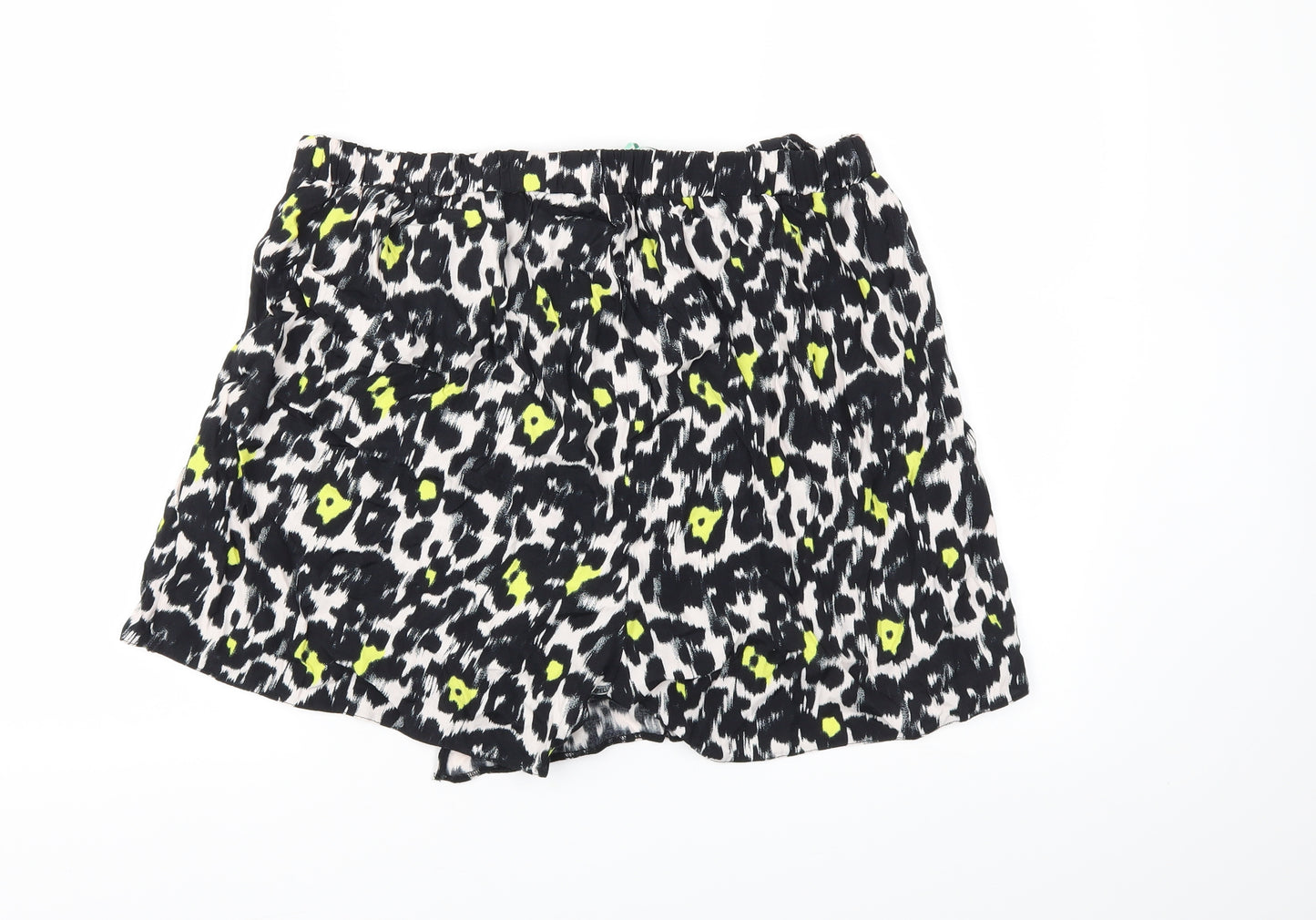 Dorothy Perkins Womens Black Animal Print  Cut-Off Shorts Size 18 - Stretch waistband