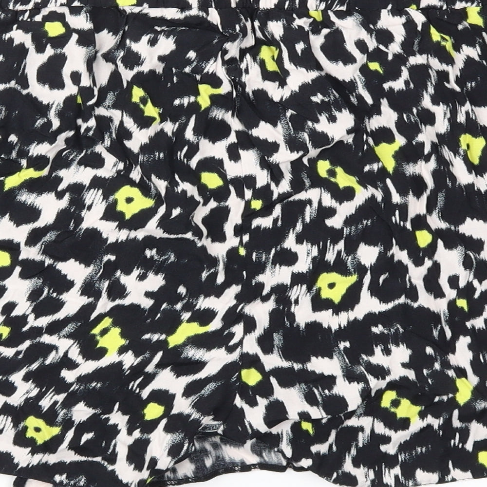 Dorothy Perkins Womens Black Animal Print  Cut-Off Shorts Size 18 - Stretch waistband