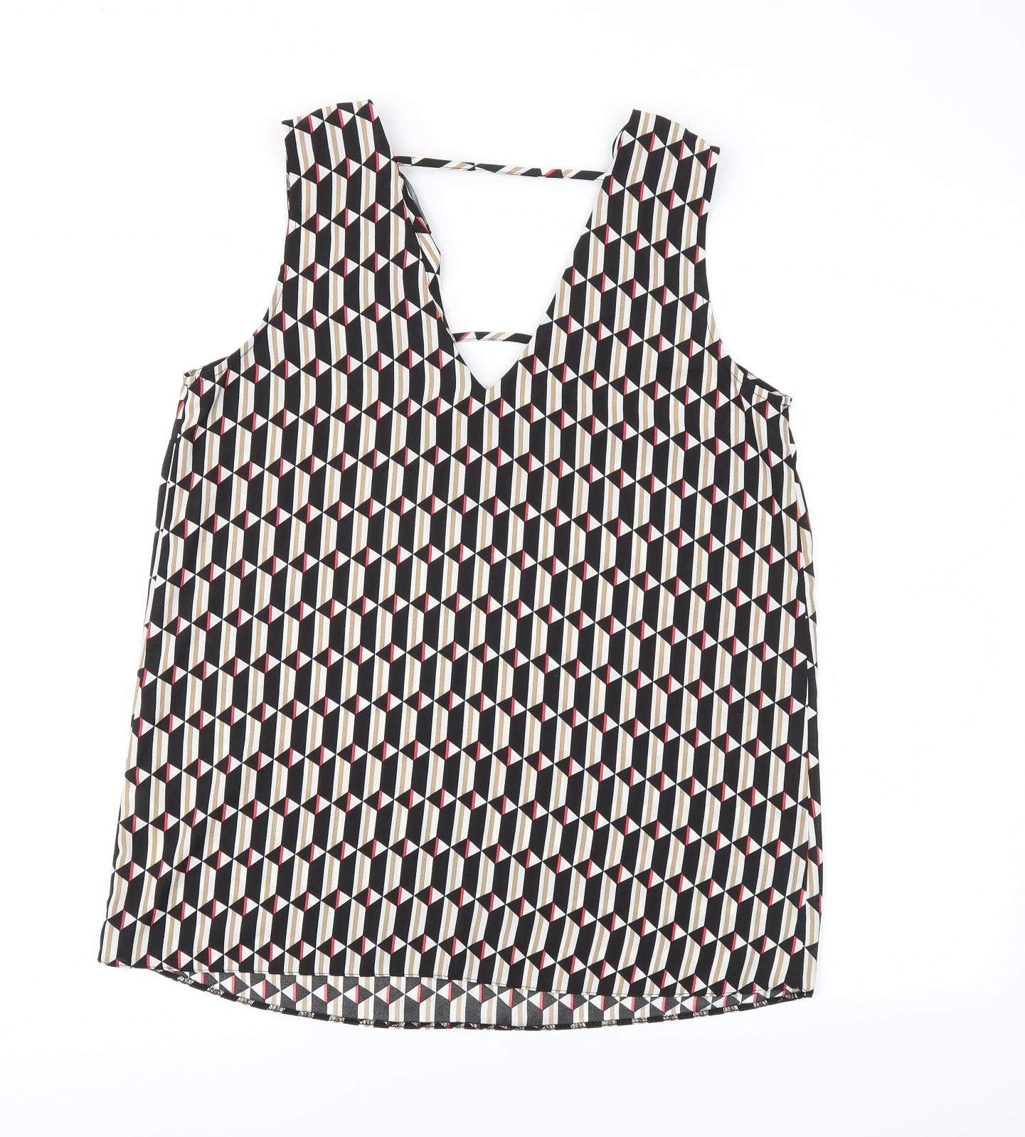 F&F Womens Black Argyle/Diamond  Basic T-Shirt Size 12