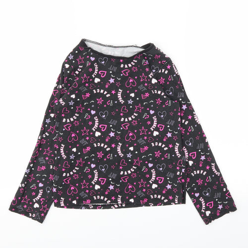 George Girls Black Floral  Basic T-Shirt Size 8-9 Years