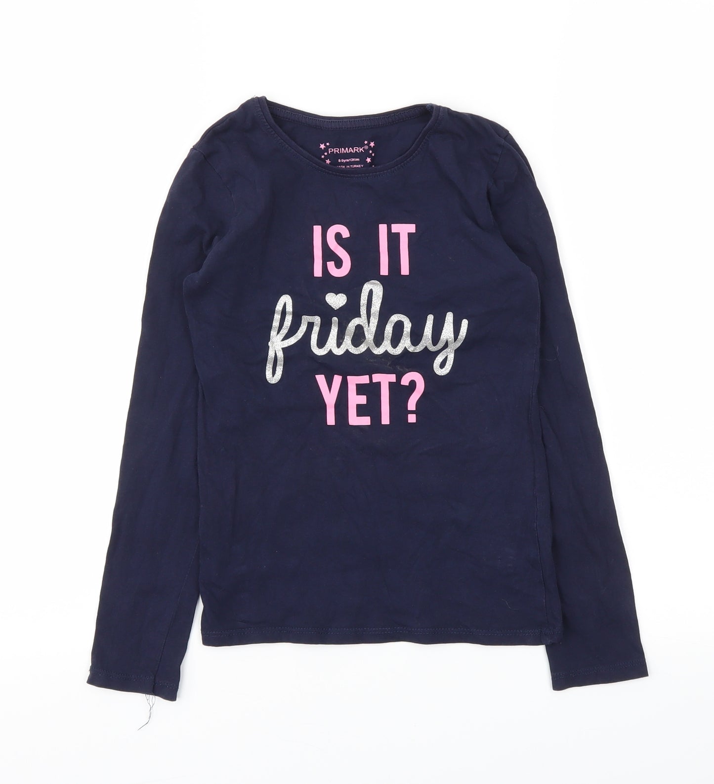 PRIMARK  Girls Blue   Basic T-Shirt Size 8-9 Years