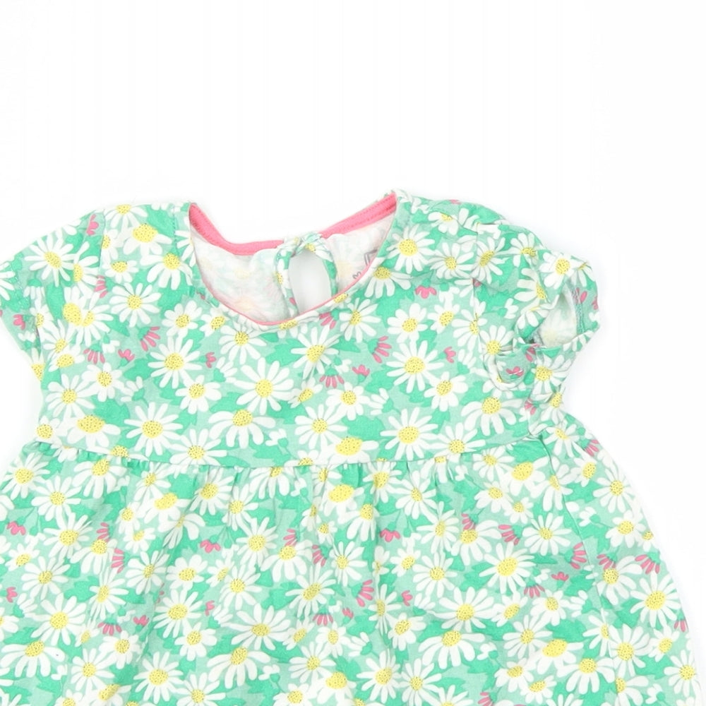 F&F Girls Green Floral  Fit & Flare  Size 9-12 Months