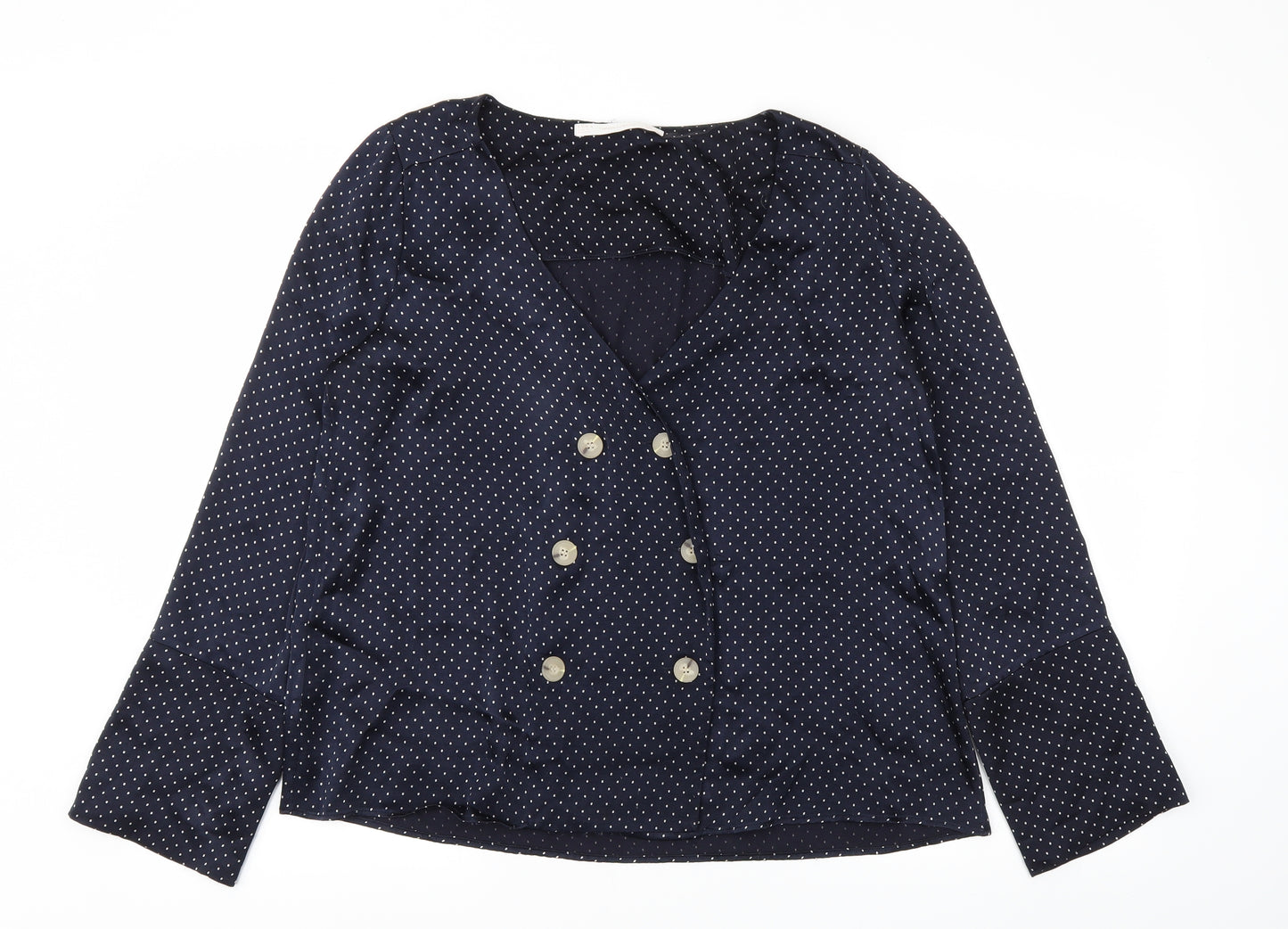 Zara Womens Blue Polka Dot  Basic Blouse Size L