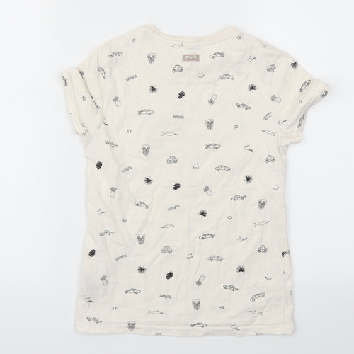M&S Boys Ivory Geometric  Basic T-Shirt Size 7-8 Years