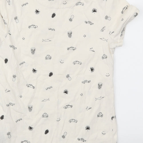 M&S Boys Ivory Geometric  Basic T-Shirt Size 7-8 Years