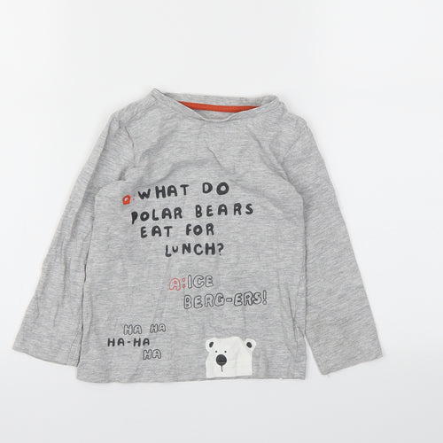 M Boys Grey Animal Print  Basic T-Shirt Size 2-3 Years