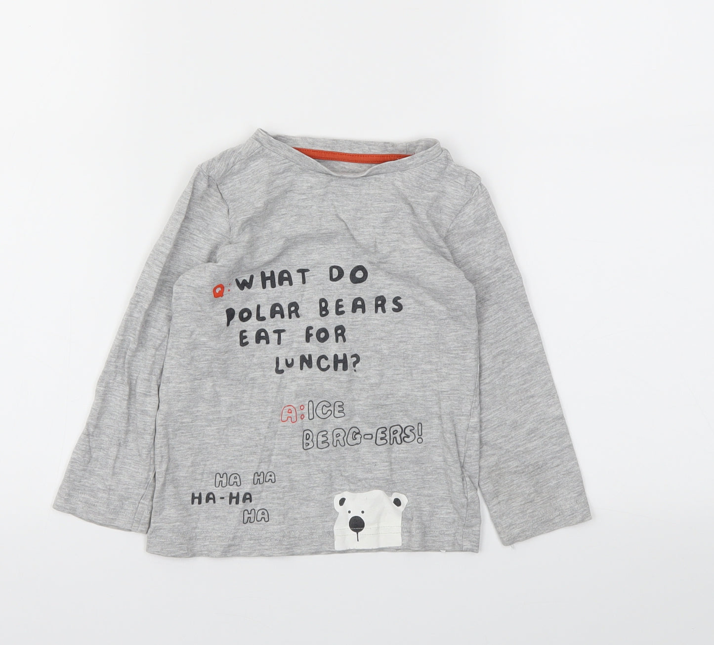 M Boys Grey Animal Print  Basic T-Shirt Size 2-3 Years