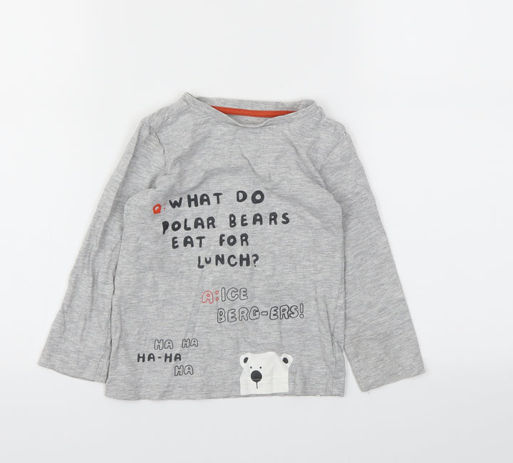M Boys Grey Animal Print  Basic T-Shirt Size 2-3 Years