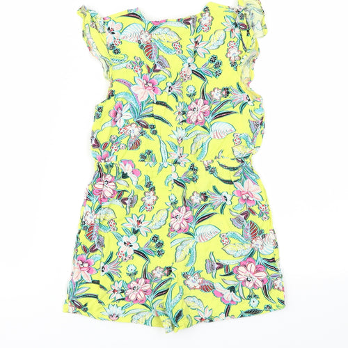 I love girls wear Girls Yellow Floral  Bodysuit One-Piece Size 7 Years
