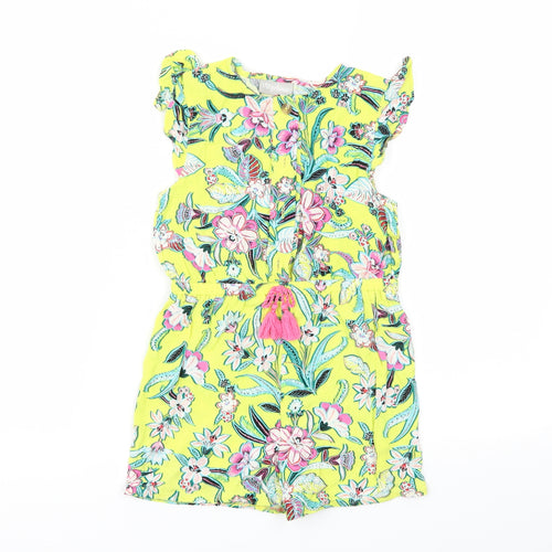 I love girls wear Girls Yellow Floral  Bodysuit One-Piece Size 7 Years
