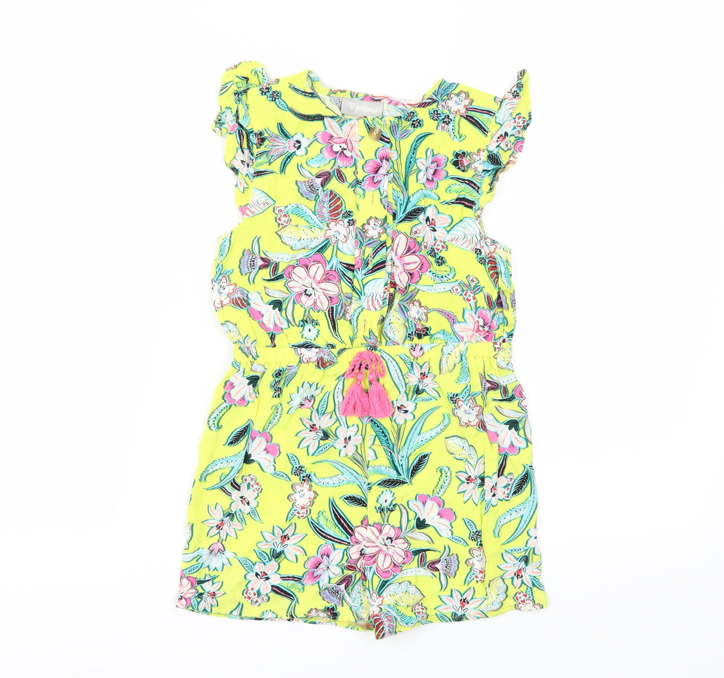 I love girls wear Girls Yellow Floral  Bodysuit One-Piece Size 7 Years