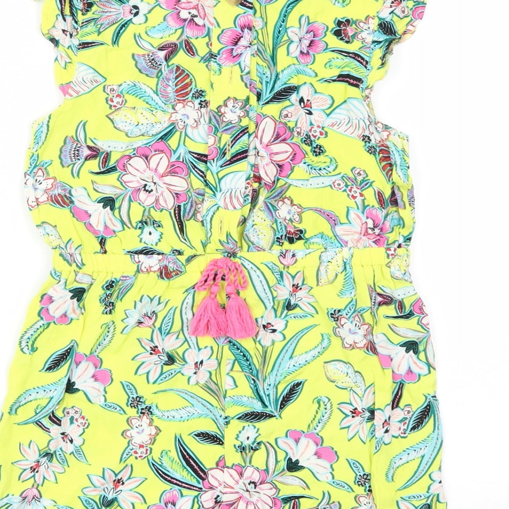 I love girls wear Girls Yellow Floral  Bodysuit One-Piece Size 7 Years