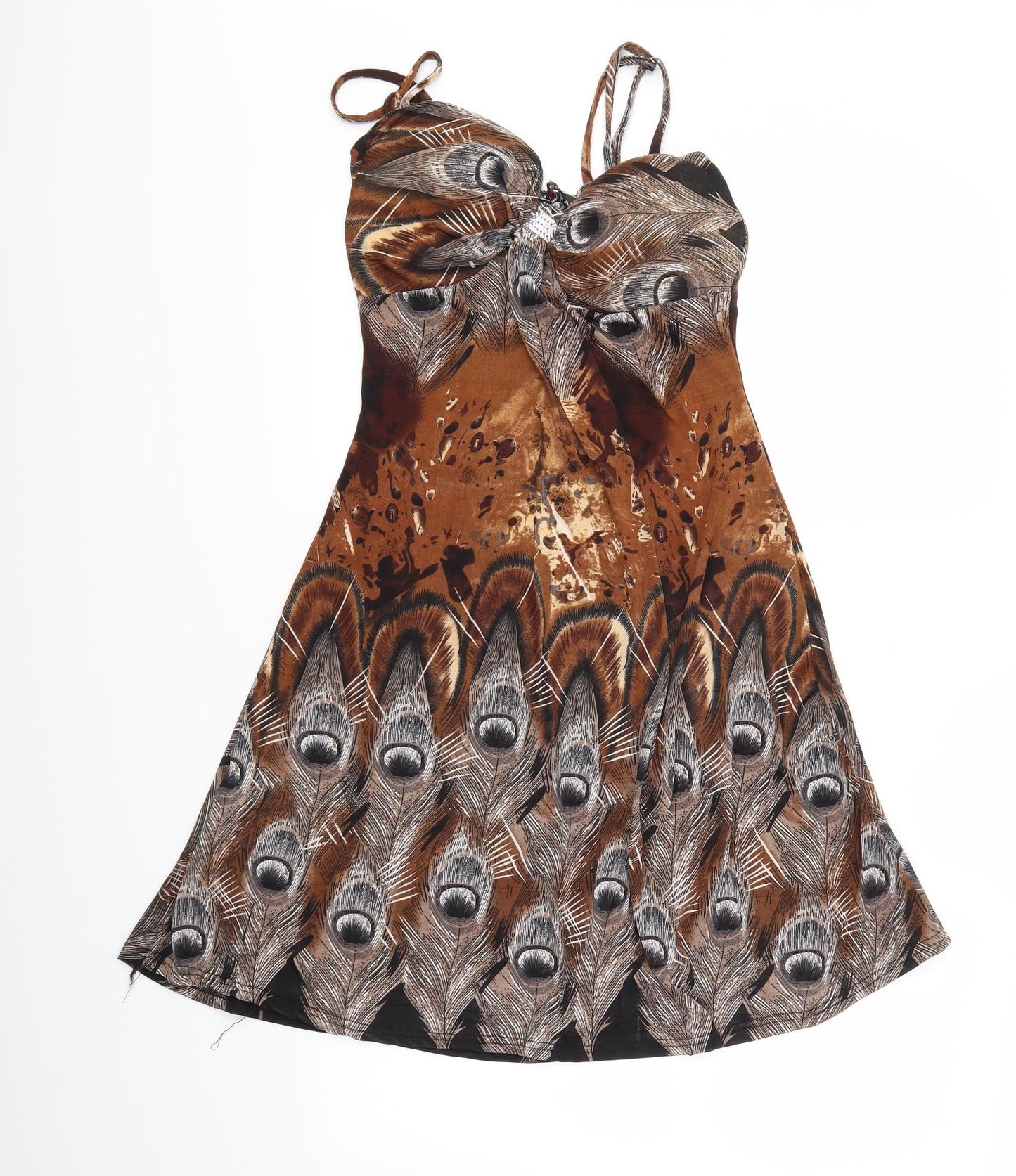 K ESSMIAN Womens Brown Floral  Fit & Flare  Size L