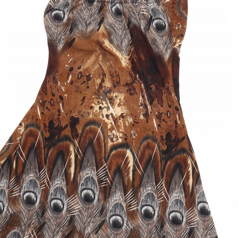 K ESSMIAN Womens Brown Floral  Fit & Flare  Size L