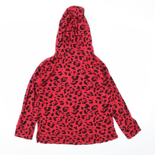 NEXT Girls Red Animal Print  Pullover Hoodie Size 9 Years