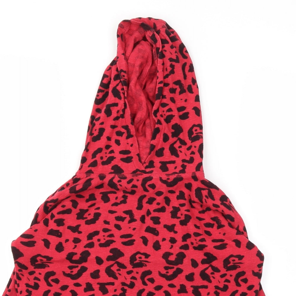 NEXT Girls Red Animal Print  Pullover Hoodie Size 9 Years