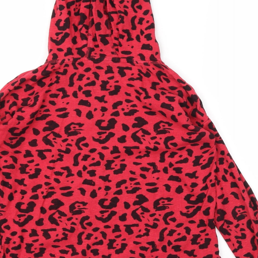 NEXT Girls Red Animal Print  Pullover Hoodie Size 9 Years