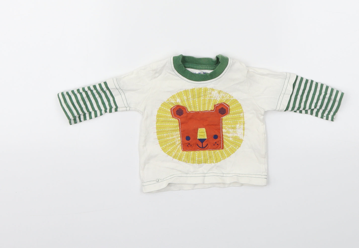 Nutmeg Boys White Striped  Basic T-Shirt Size Newborn