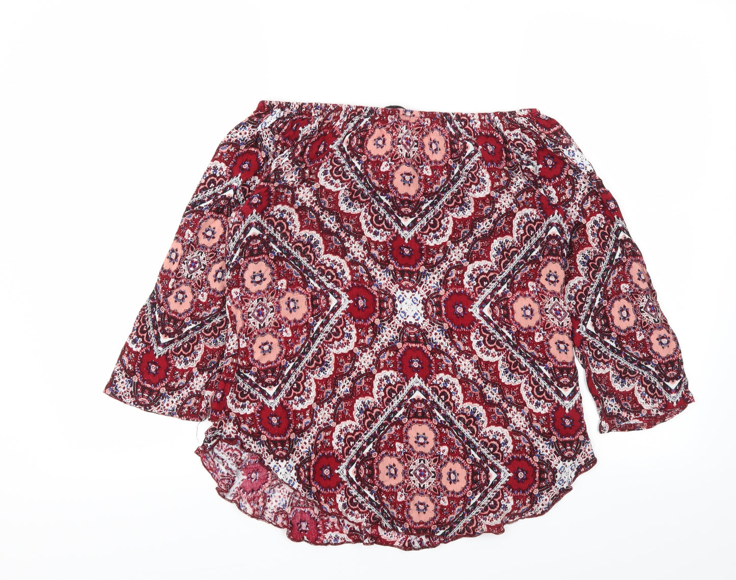 Solo Womens Red Floral  Basic T-Shirt Size 12